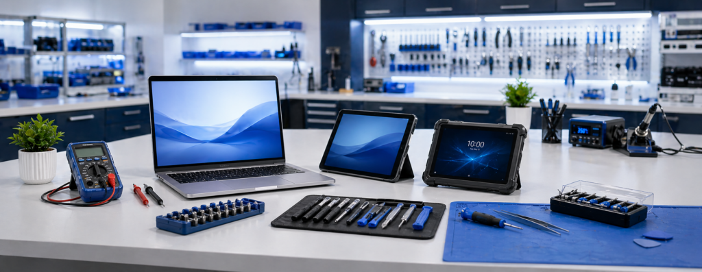 Τεχνικός έλεγχος και υποστήριξη laptop και tablet σε εργαστηριακό πάγκο