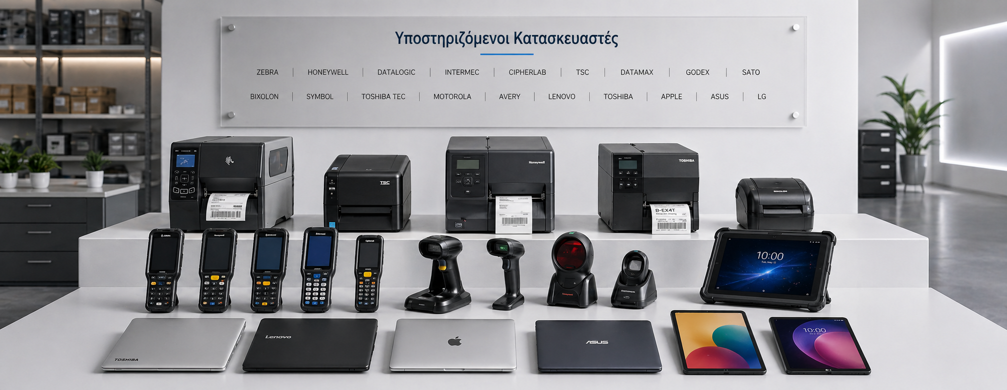 Επαγγελματικός εξοπλισμός barcode, AIDC, laptop και tablet από υποστηριζόμενους κατασκευαστές